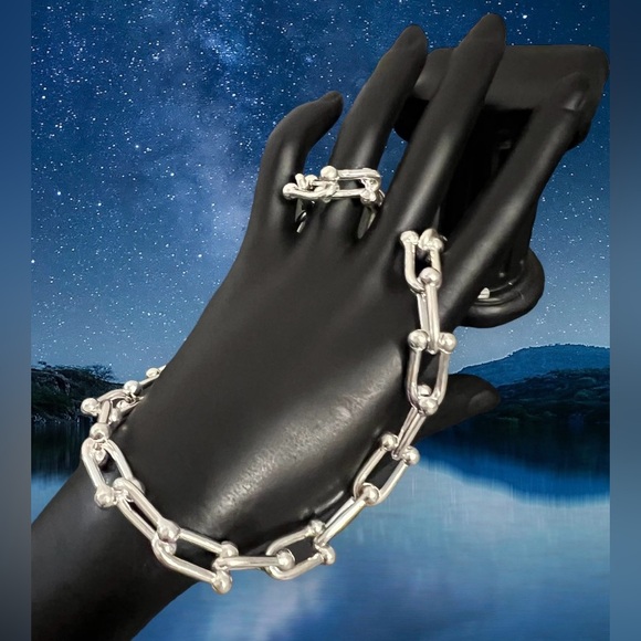 Mia Fiore Necklace Sterling Silver Plated Bronze Made In Italy U Line New - Picture 5 of 16